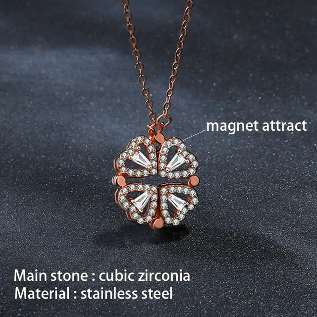 Flower Magnetic Layered Necklace with Magnetic Attraction