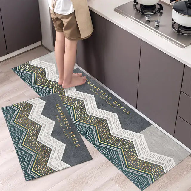 Tableware Pattern Floor Mat - Elegant & Durable Polyester Mat, Non-Slip Backing, Machine-Washable - 40x60 cm