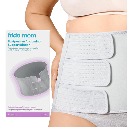 Frida Mom Belly Binder Postpartum Recovery, for Natural Delivery & C-Section Recovery, 9" High Adjustable Compression Wrap