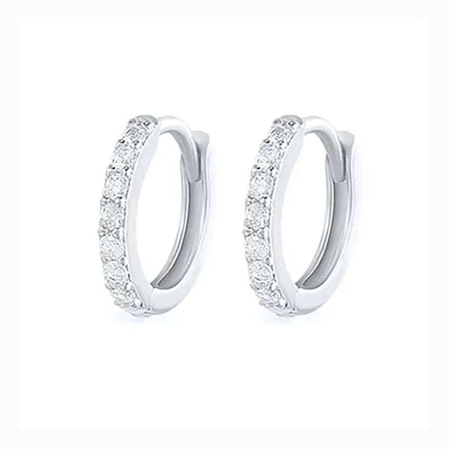 Minimalist Stainless Steel Hoop Earrings with Crystal Zirconia Sparkle