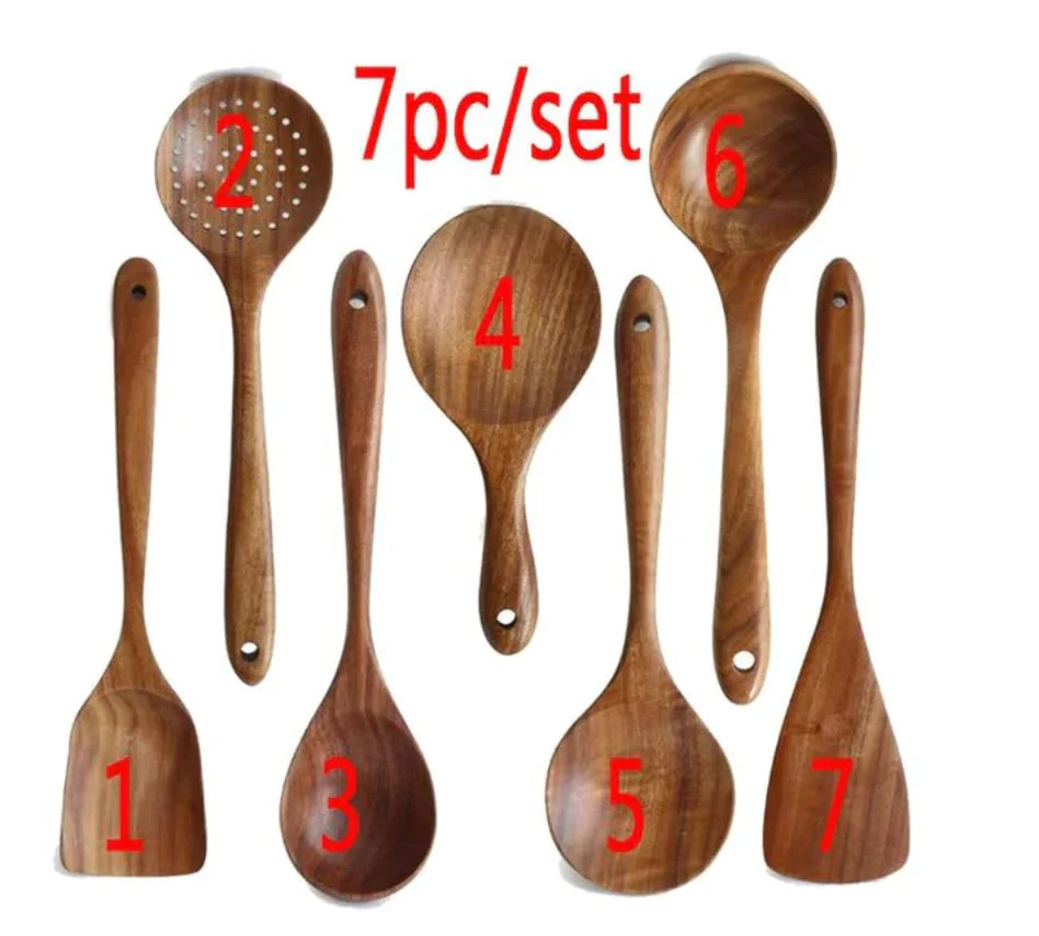 Essential Non-Stick Cookware & Teak Wooden Spoon Set