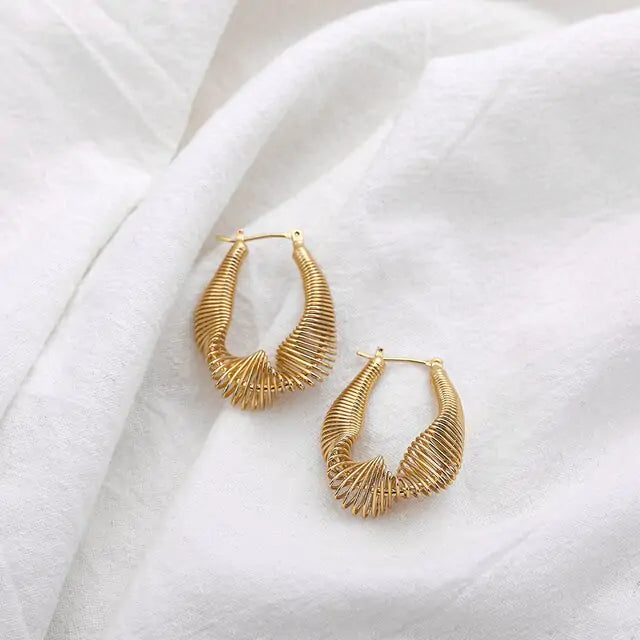 Geometric Hoop Earrings - Modern Design, Lightweight Comfort