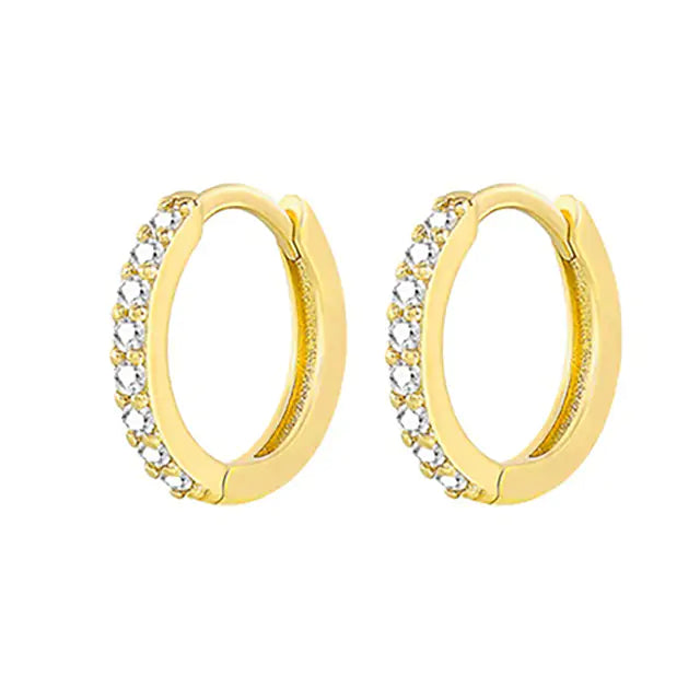 Minimalist Stainless Steel Hoop Earrings with Crystal Zirconia Sparkle