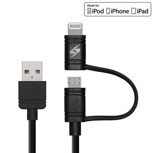 Amzer Apple MFi Certified 2-1 Sync & Charge Lightning cable with micro