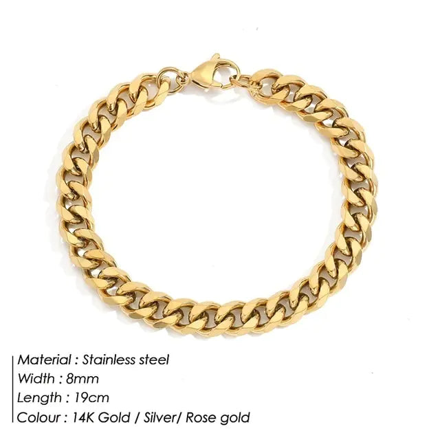 Stainless Steel Curb Chain Bracelet - Premium-Quality, Timeless Classic