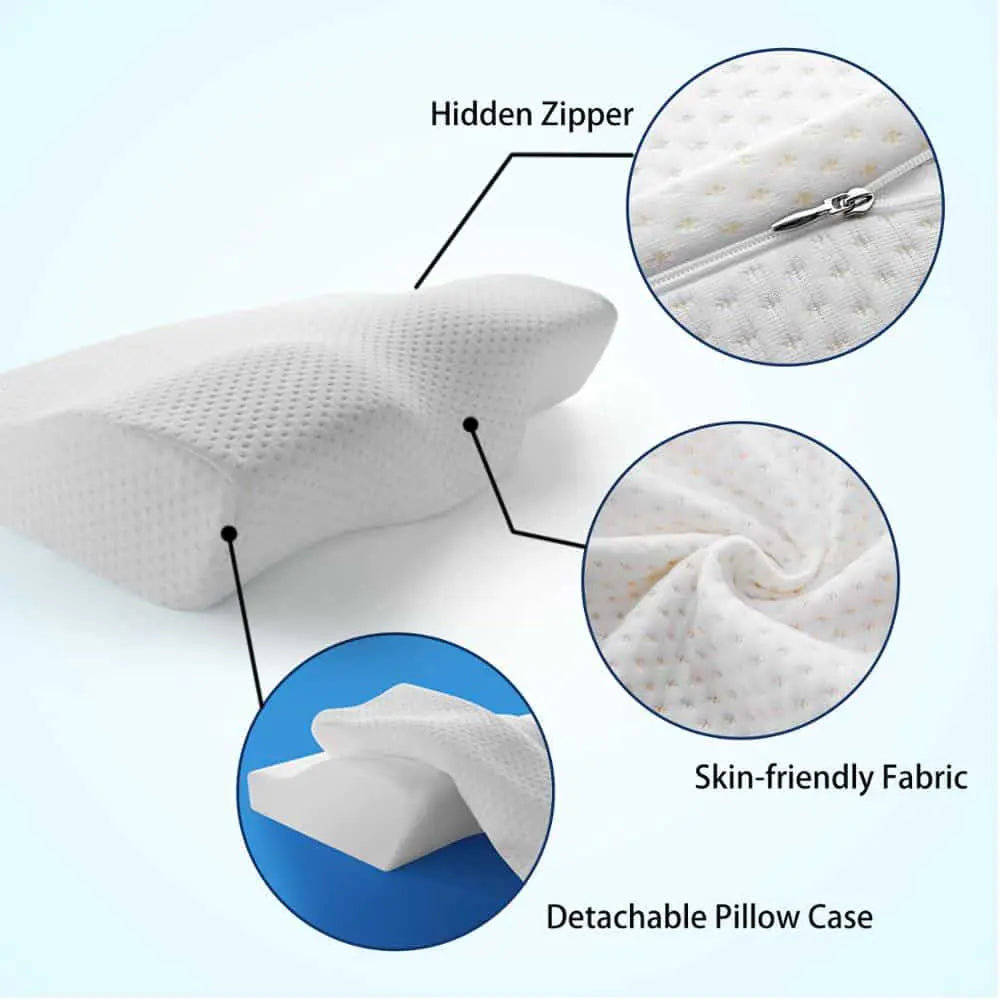 Orthopedic Memory Foam Contoured Pillow for Neck and Shoulder Pain Relief - Enhances Sleep and Spinal Alignment - 50 x 30 x 10 cm