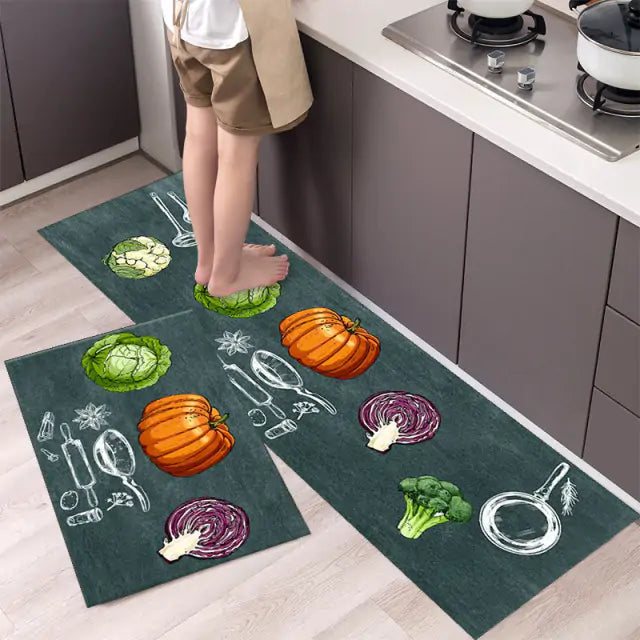 Tableware Pattern Floor Mat - Elegant & Durable Polyester Mat, Non-Slip Backing, Machine-Washable - 40x60 cm