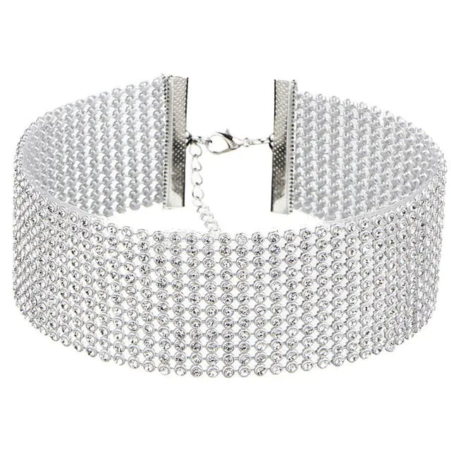 European Style Women Bundle Neck Choker with Rhinestones