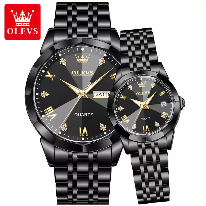 Olevs Diamond 3D Watch Set - Swiss Quartz Movement, Stainless Steel, Limited Edition 3D Dial, 30m Water Resistance, Sapphire Glass