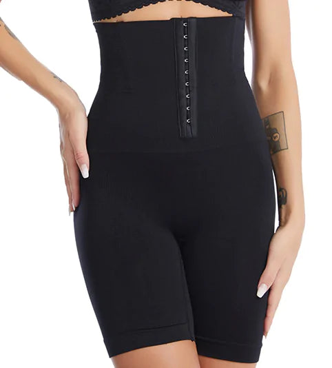 Adjustable High Waist Body Shaper - Slimming, Seamless, Nylon-Spandex Blend - Size S-XL - Black/Beige - Women