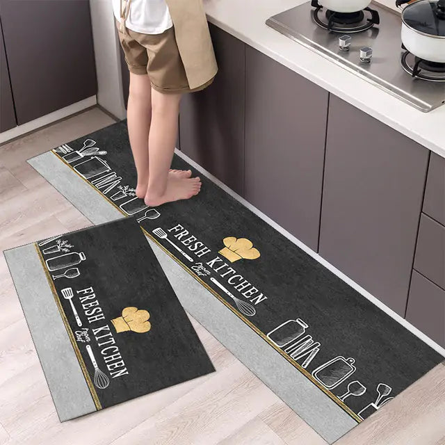 Tableware Pattern Floor Mat - Elegant & Durable Polyester Mat, Non-Slip Backing, Machine-Washable - 40x60 cm