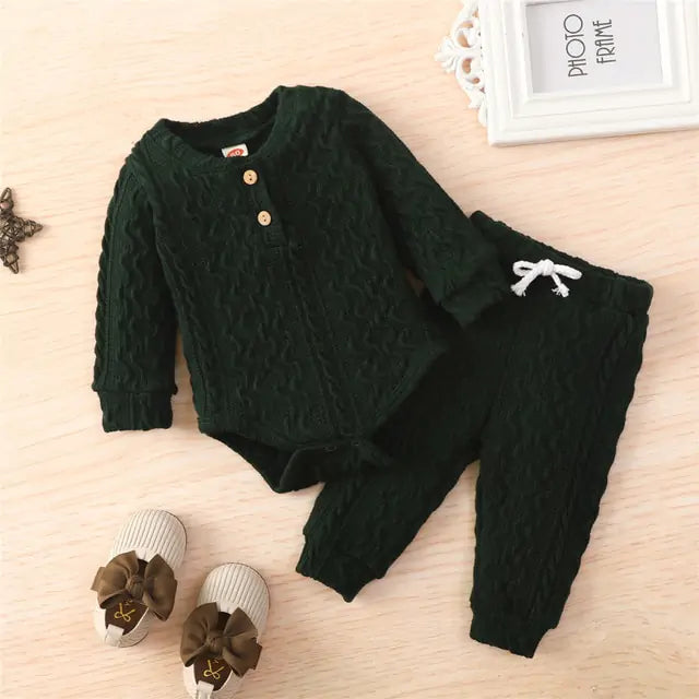 Toddler Long Sleeve Romper 2Pcs Suit - Soft and Breathable Cotton