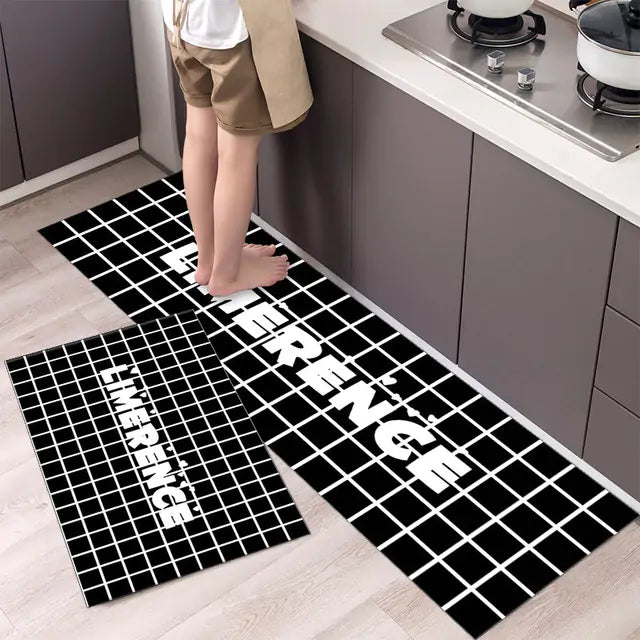 Tableware Pattern Floor Mat - Elegant & Durable Polyester Mat, Non-Slip Backing, Machine-Washable - 40x60 cm