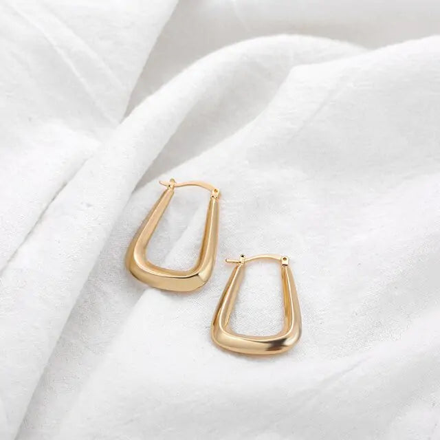 Geometric Hoop Earrings - Modern Design, Lightweight Comfort