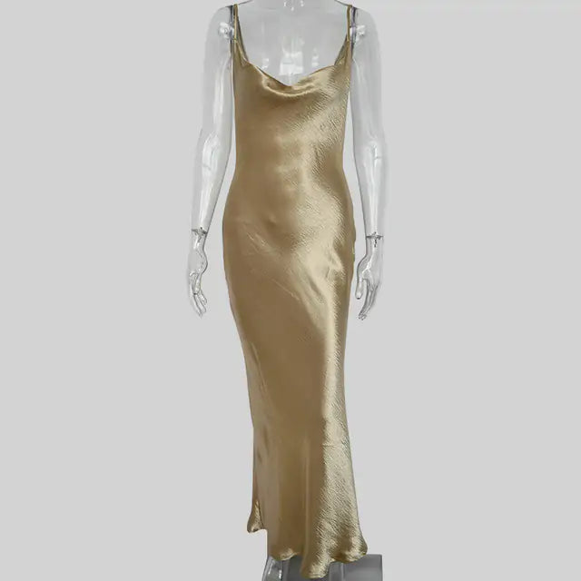 Sexy Satin Trumpet Spaghetti Dress