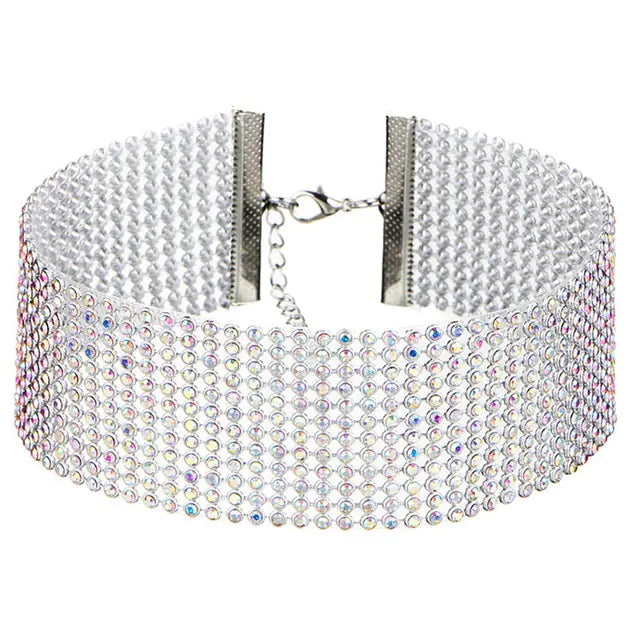 European Style Women Bundle Neck Choker with Rhinestones