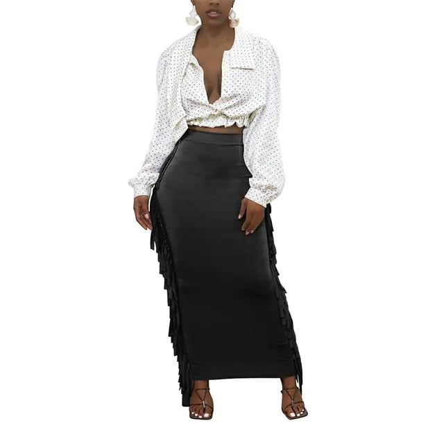 Tassel Maxi Skirt with Flirty Tassels - Lightweight and Versatile