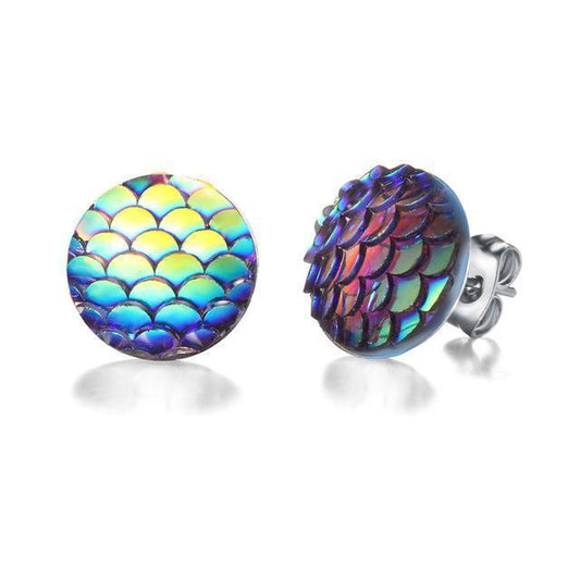 1.2cm Mermaid Stud Earrings in Durable Zinc Alloy & Resin - Versatile Colors for Everyday Elegance