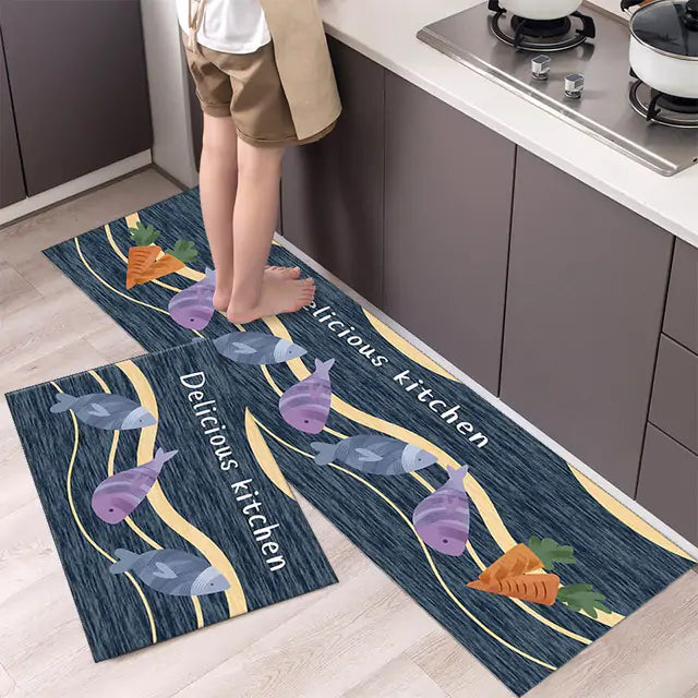 Tableware Pattern Floor Mat - Elegant & Durable Polyester Mat, Non-Slip Backing, Machine-Washable - 40x60 cm