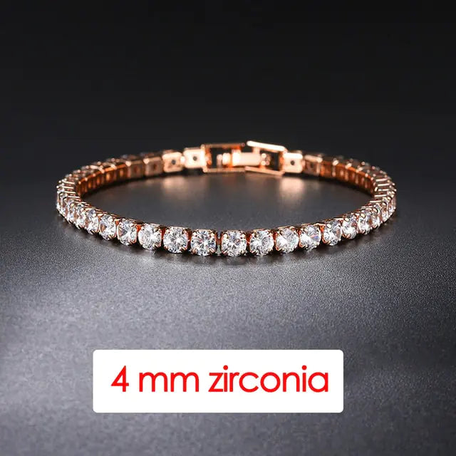 Iced Out Crystal Tennis Bracelet with Zirconia Stones - Glamorous and Sophisticated Jewelry