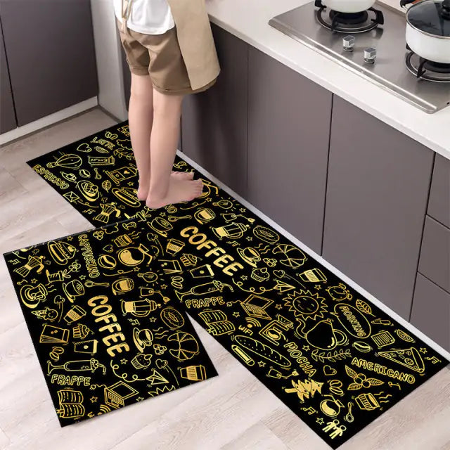 Tableware Pattern Floor Mat - Elegant & Durable Polyester Mat, Non-Slip Backing, Machine-Washable - 40x60 cm