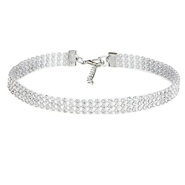 European Style Women Bundle Neck Choker with Rhinestones