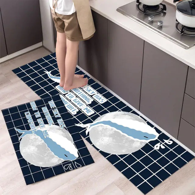 Tableware Pattern Floor Mat - Elegant & Durable Polyester Mat, Non-Slip Backing, Machine-Washable - 40x60 cm