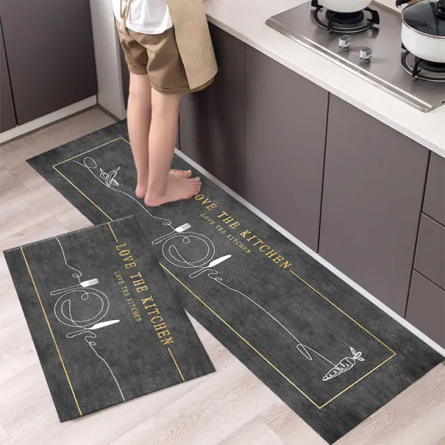 Tableware Pattern Floor Mat - Elegant & Durable Polyester Mat, Non-Slip Backing, Machine-Washable - 40x60 cm