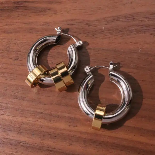 Geometric U-Shaped Stud Earrings with Copper Needle