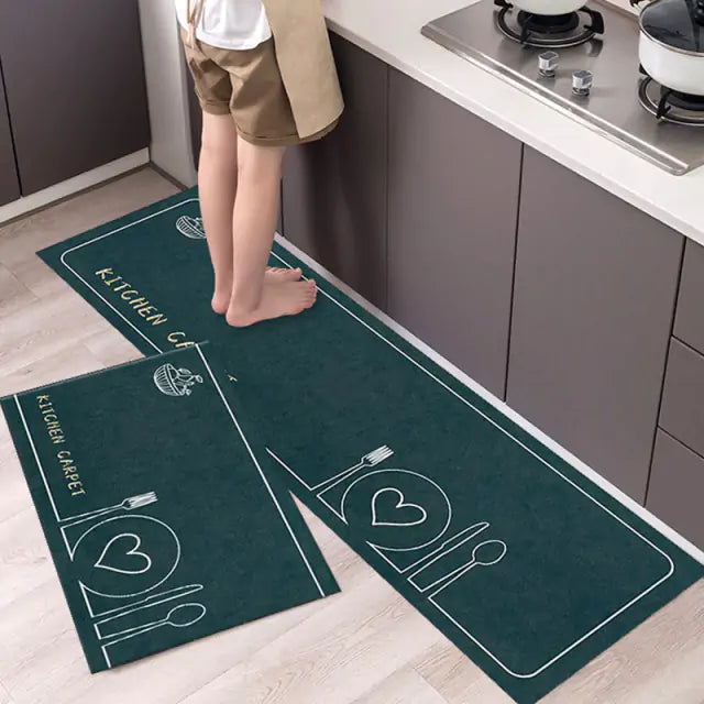 Tableware Pattern Floor Mat - Elegant & Durable Polyester Mat, Non-Slip Backing, Machine-Washable - 40x60 cm