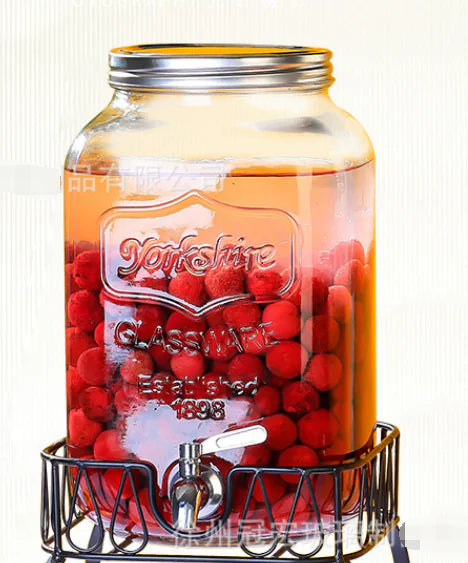 Retro Embossed Drink Dispenser Jar - Vintage Style with Large Capacity & Transparent Cold Kettle