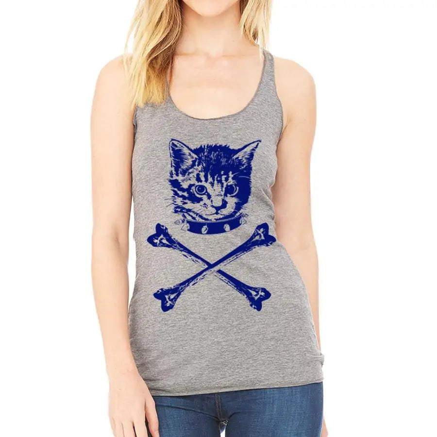 Woman's Print Tank Top - Danger kitty