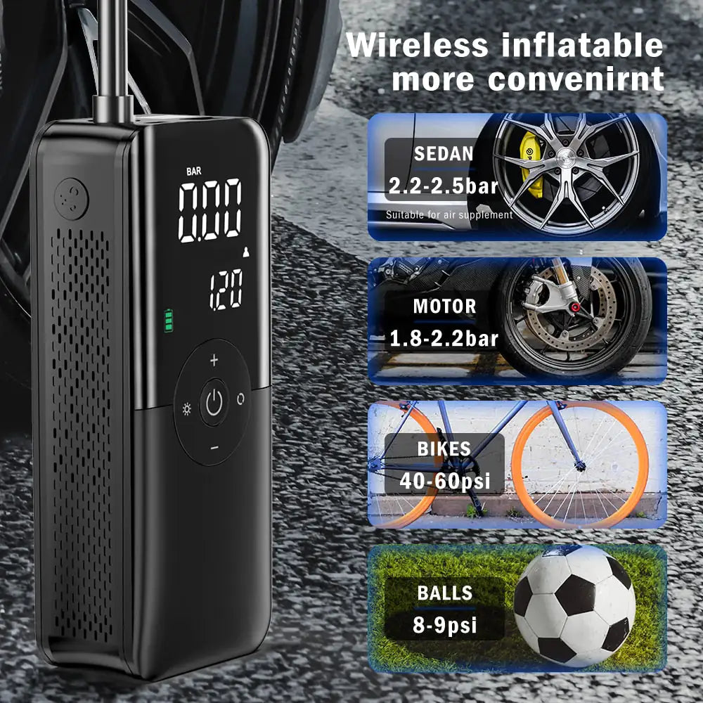 Compact Portable Air Compressor and Emergency Battery