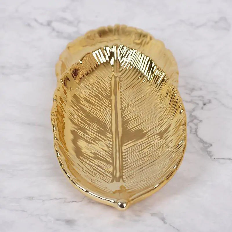 Nordic Ins Gold Leaf Ceramic Jewelry & Serving Tray