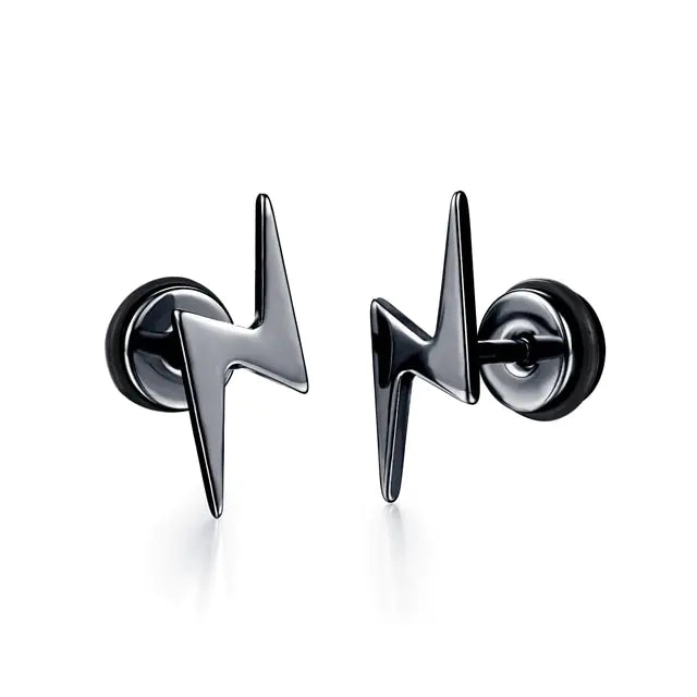 Small Black Stud Earrings - Stainless Steel Punk Design