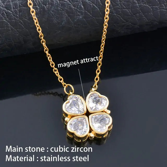 Flower Magnetic Layered Necklace with Magnetic Attraction