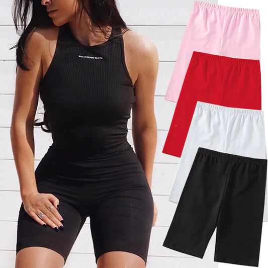 4-Color Athleisure Cycling Shorts - Breathable, Quick-Drying, Adjustable Waistband