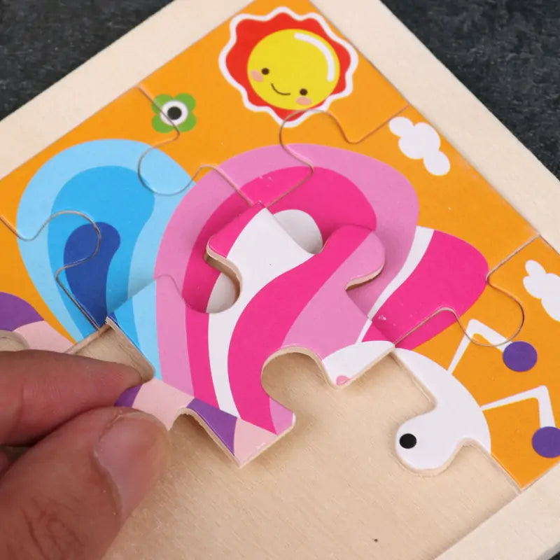 Wooden 3D Puzzle for Kids - Cartoon Animal Traffic Tangram Design