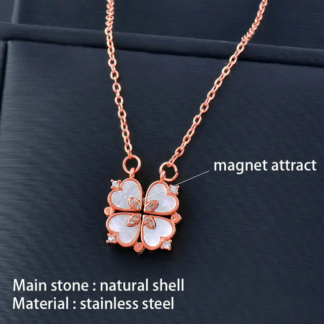 Flower Magnetic Layered Necklace with Magnetic Attraction