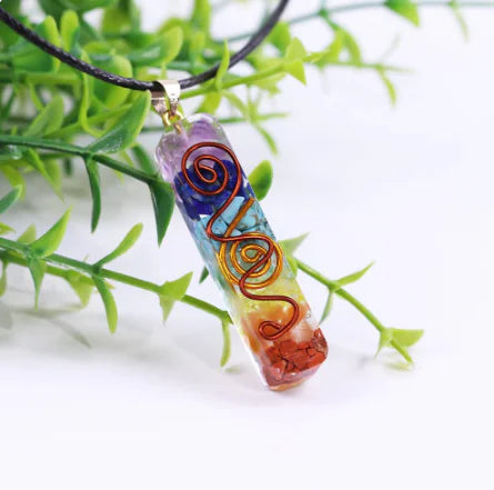 Rainbow Chakra Energy Necklace - 7 Chakra Pendant for Spiritual Healing