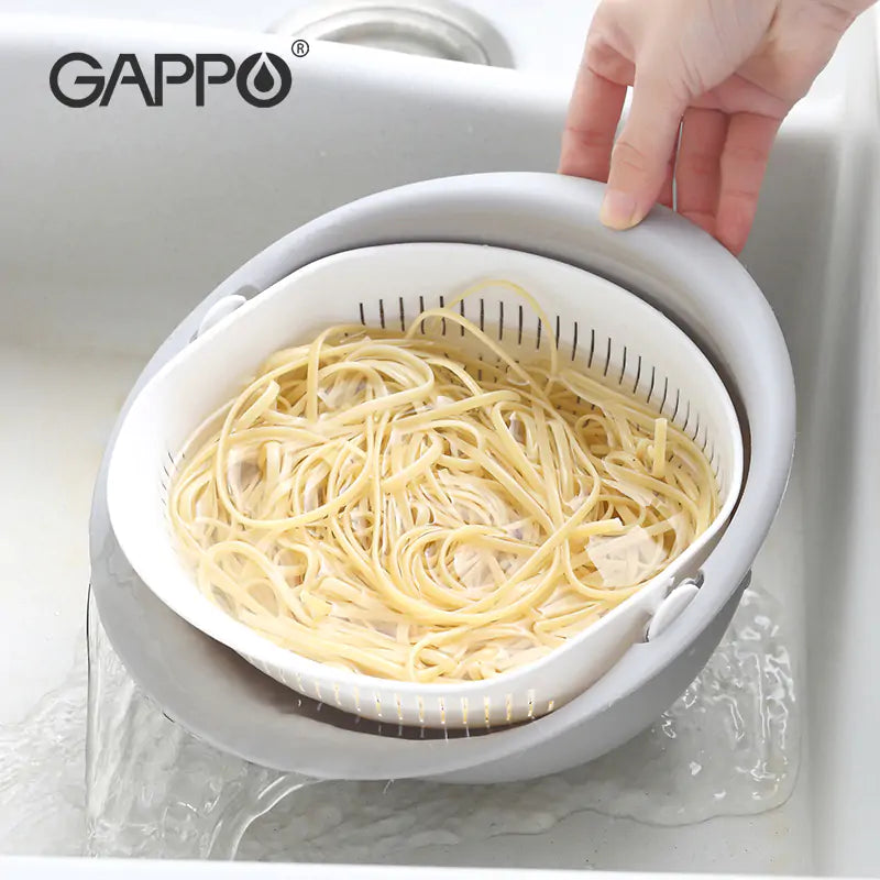 Double-Layer Vegetable Washing Basin with Rotating Drain - Convenient and Efficient Kitchen Tool