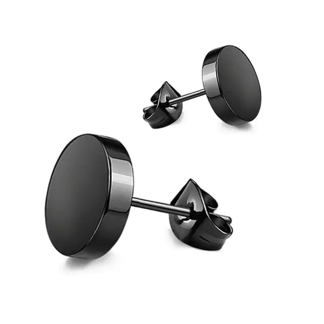 Small Black Stud Earrings - Stainless Steel Punk Design