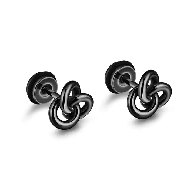 Small Black Stud Earrings - Stainless Steel Punk Design