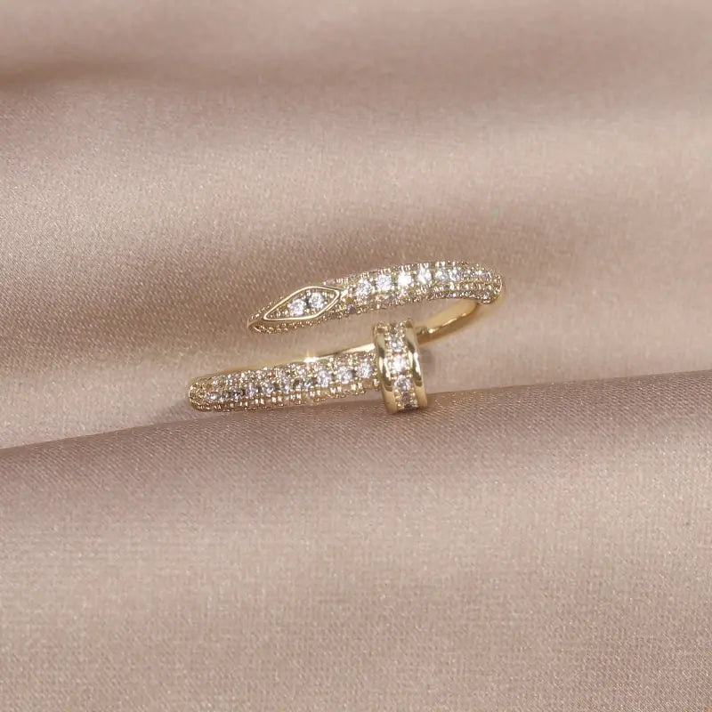 Classic Korean Style Copper Zircon Ring - Handcrafted, Tension Setting, Screw-Shaped Pattern, Premium Quality