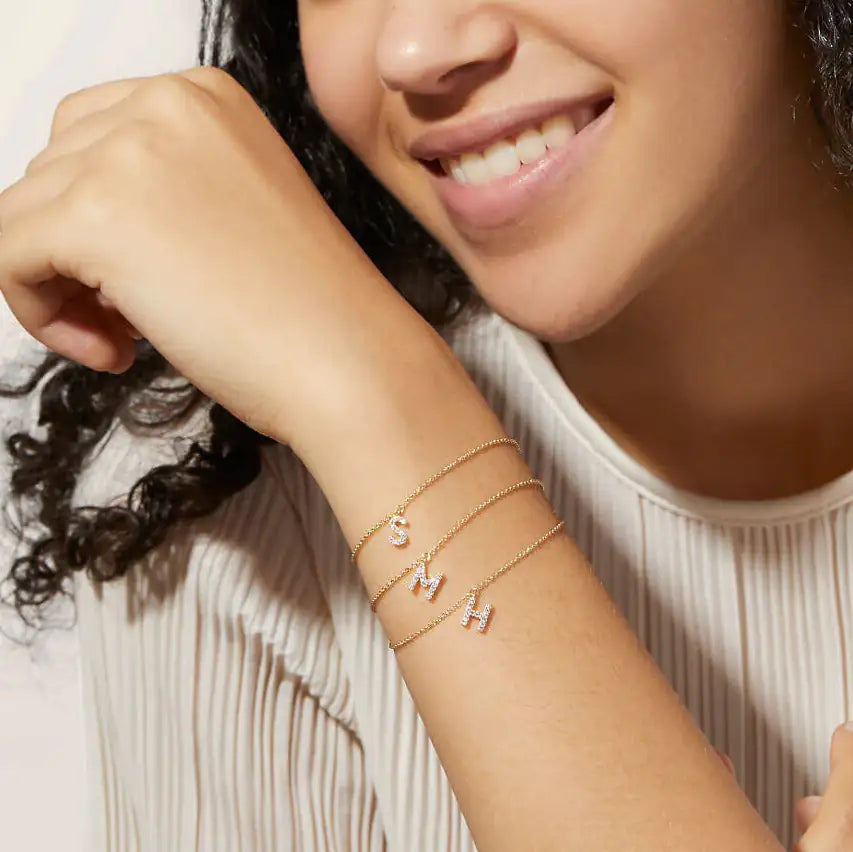 Elegant Initial Bracelet with Delicate Chain and Beautifully Designed Pendant