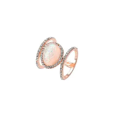 Double Band Moonstone Ring - Genuine Rainbow Moonstone Jewelry for Personal Growth and Timeless Elegance