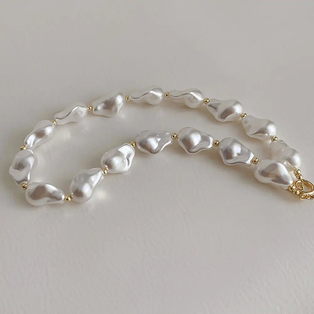 Baroque Pearl Buckle Necklace - Unique Irregular Pearls