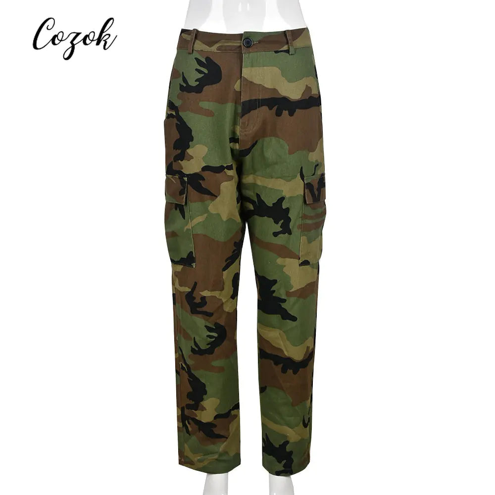 Camo Cargo Pencil Straight Pants