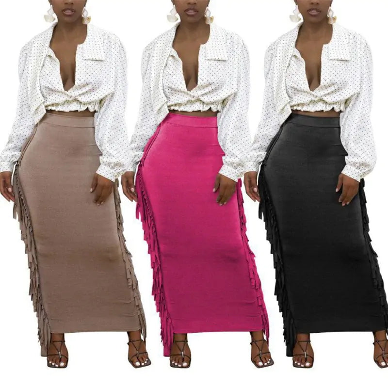 Tassel Maxi Skirt with Flirty Tassels - Lightweight and Versatile