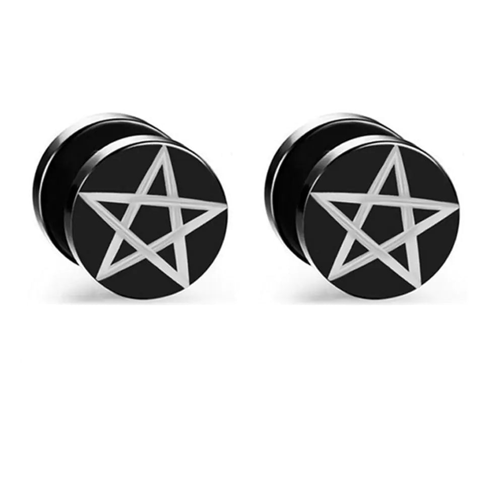 Small Black Stud Earrings - Stainless Steel Punk Design